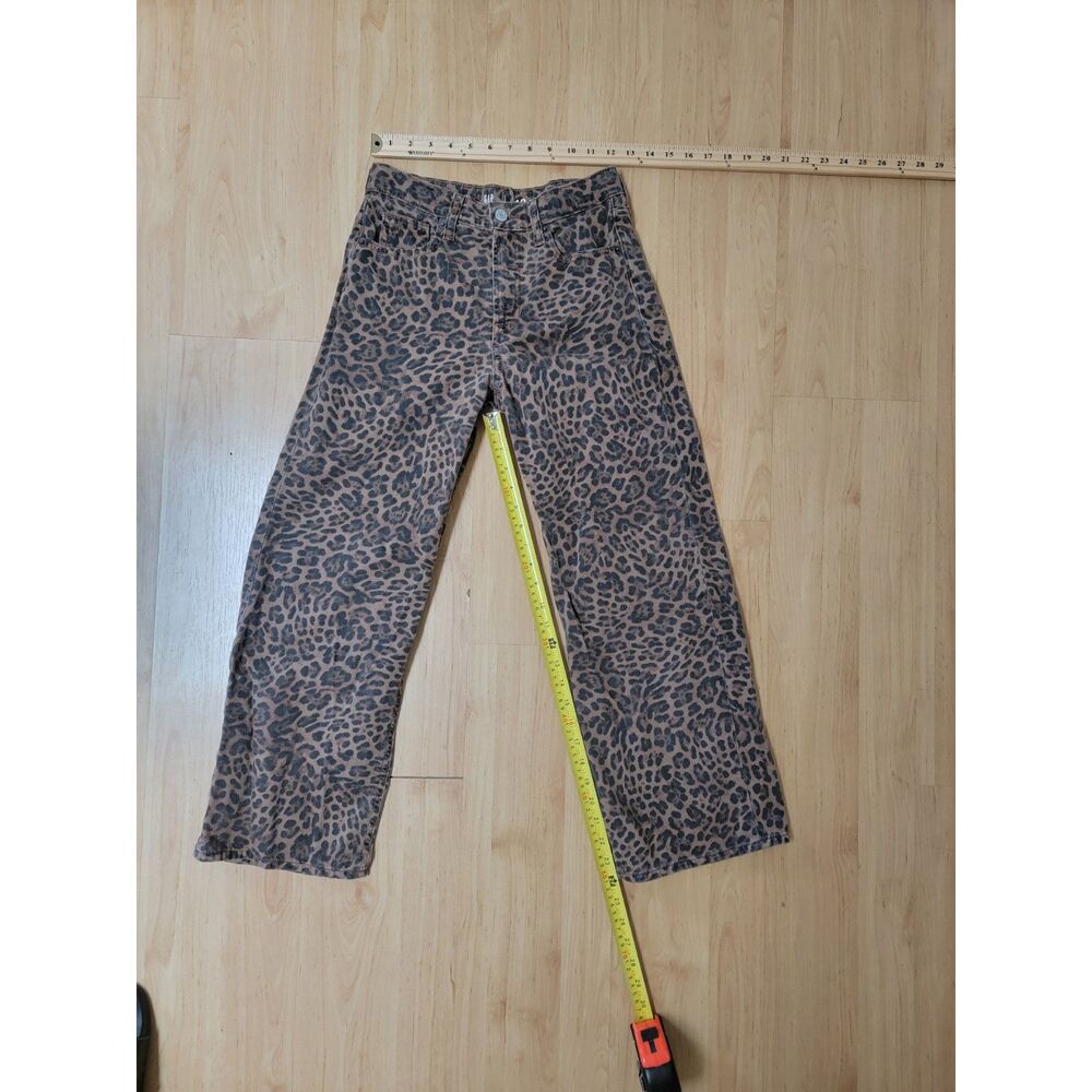 Gap Kids Low Stride Leopard Print Wide Leg Jeans Brown Girls Size 12